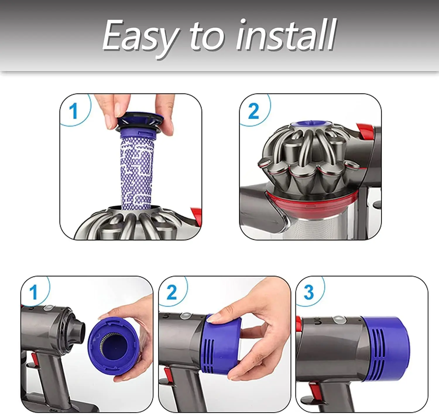 For Dyson V7 V8 SV10 SV11 Spare Parts Handhold Robot Vacuum Cleaner Front Rear Hepa Filter Home Accessories 967478-01