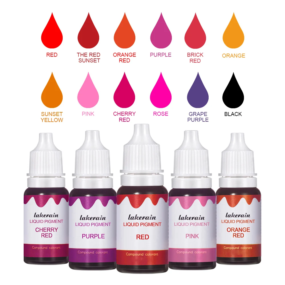 New 10ml Liquid Pigment for Lip Gloss Color Pigment Dyeing Colorant Water Oil Double Use Lipglos Diy Slime Epoxy Bake Sugar