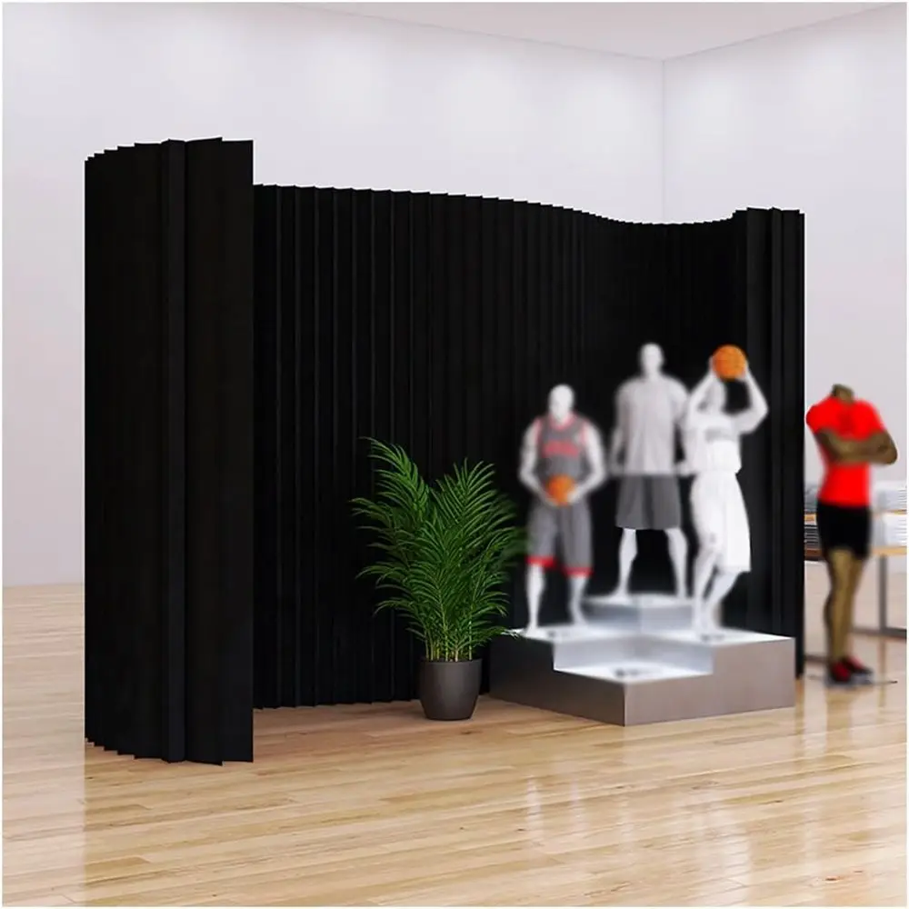 

Portable Adjustable Folding Paper Room Divider, White, Black Frame, 120x300x17cm for Privacy in Offices and Rooms