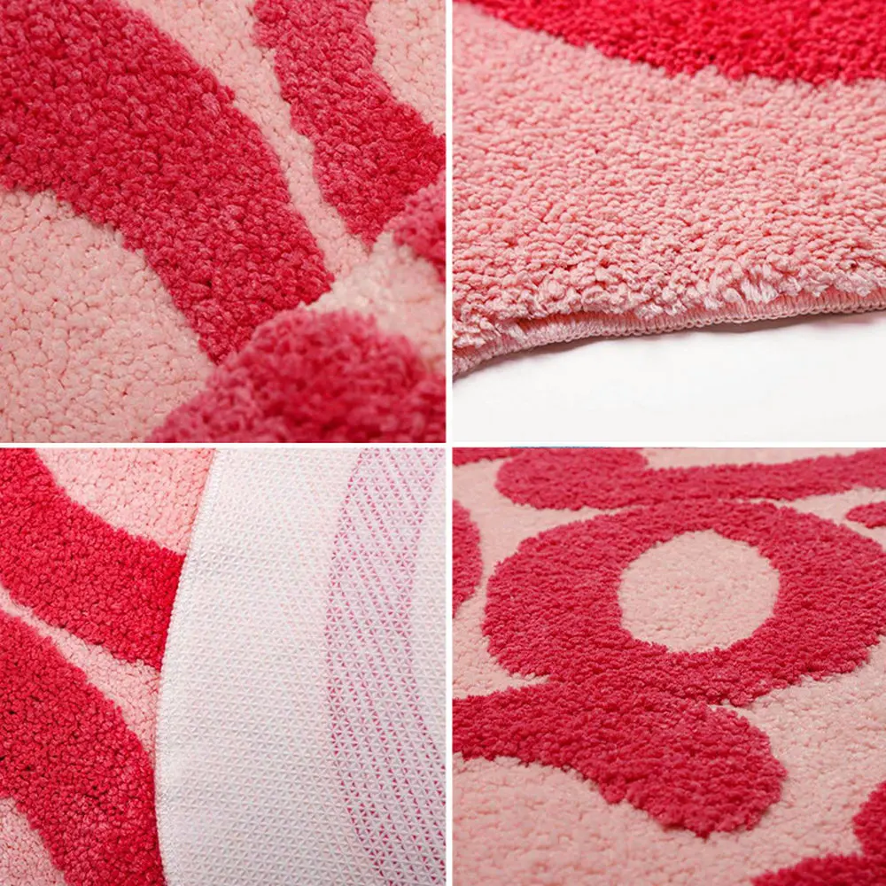 Soft Tufted Irregular Pink Rug INS Girls Dont Cry Living Room Bedroom Decor Carpet Plush Bedside Area Rug Anti-slip Bath Mat