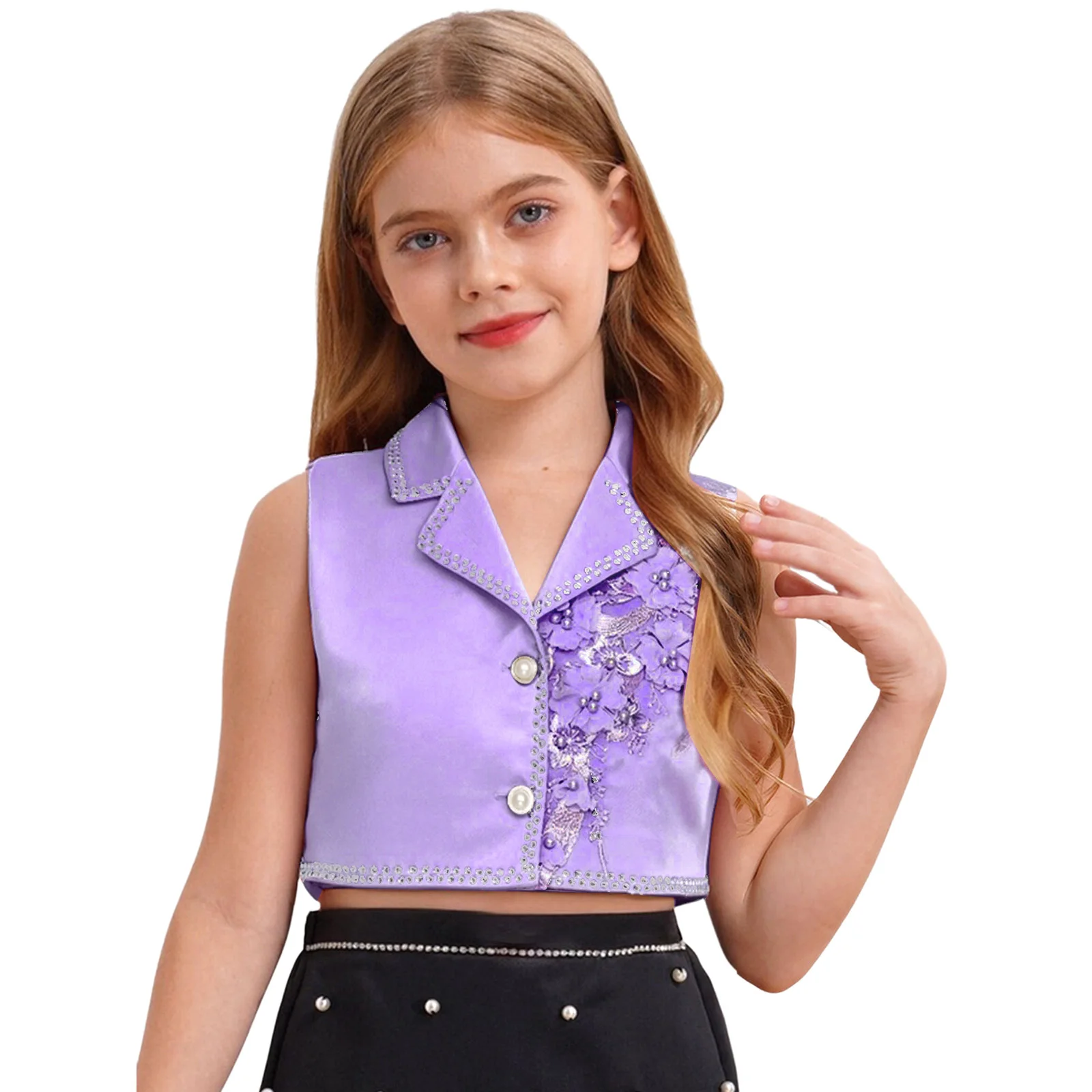 

Girls Shiny Party Dress Suit Sequined Kid Wedding Flower Girls Formal Princess Midi Dress Elegant with Satin Vest Bolero Outfits
