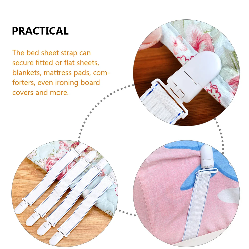 

12pcs Bed Sheet Straps Corner Grippers Elastic Fasteners For Fitted Flat Sheets Mattress Pads Blankets Comforters Ironing Board