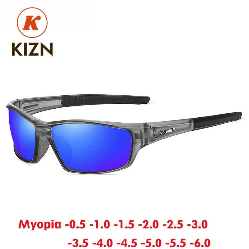 

KIZN Sports Polarized Fishing Myopia Sunglasses Men's Women Driving Shades Custom Prescription Classic Glasses UV400 Eyewear -0.