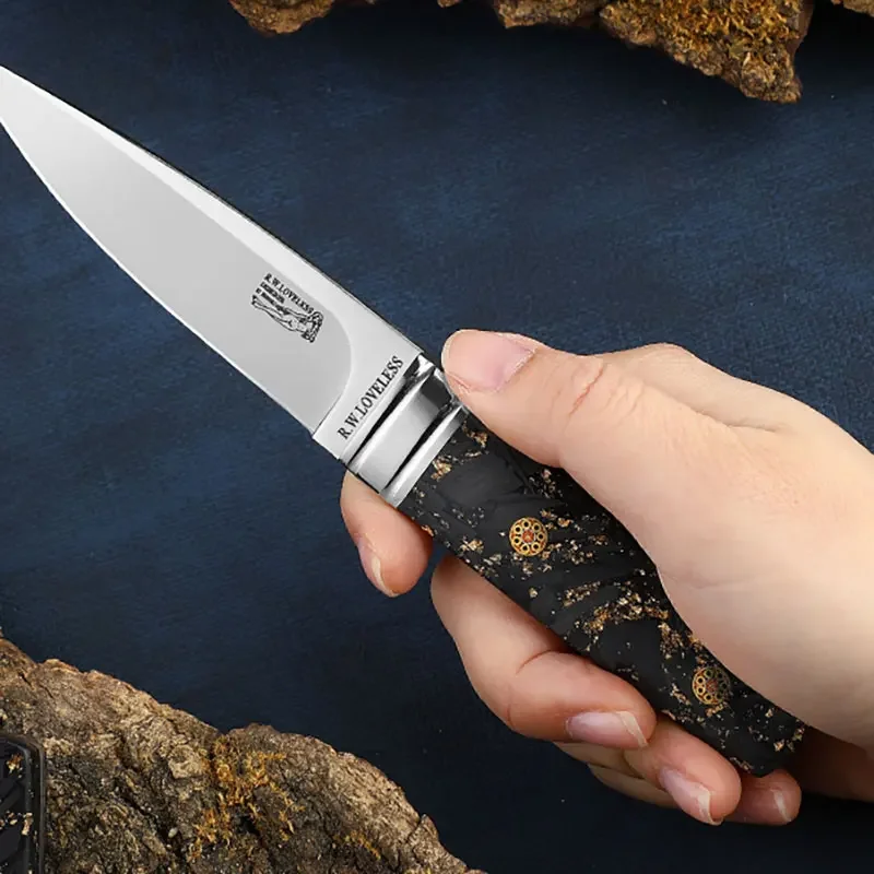 Outdoor Knives M390 High Hardness Nordic Small Straight High Gloss Mirror Collector Knife Camping Survival Knife Fruit Knife