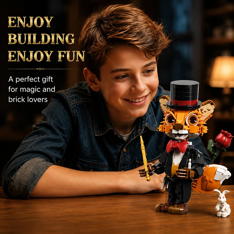 1212pcs Magic Animals Fox Magician DIY Building Block Set Puzzle Building Toys for Kids Adults STEM Creative Holiday Gifts Decor view 5