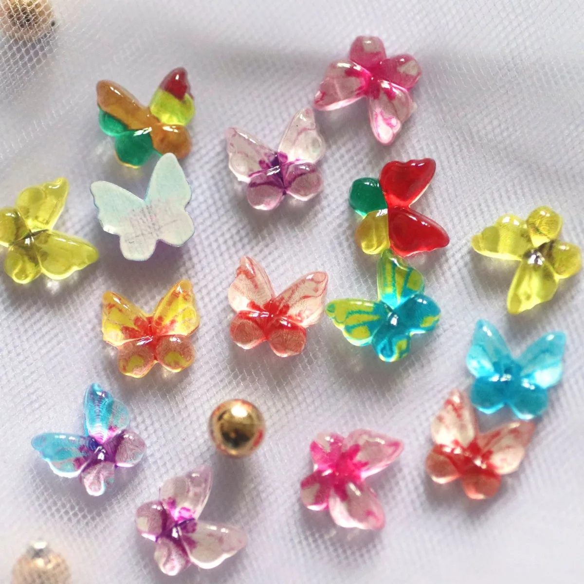 DW37  50pcs 10mm Acrylic Flat Rhinestone Beautiful Color Crystal Butterfly DIY Accessory Wedding Decoration Craft Decal Material