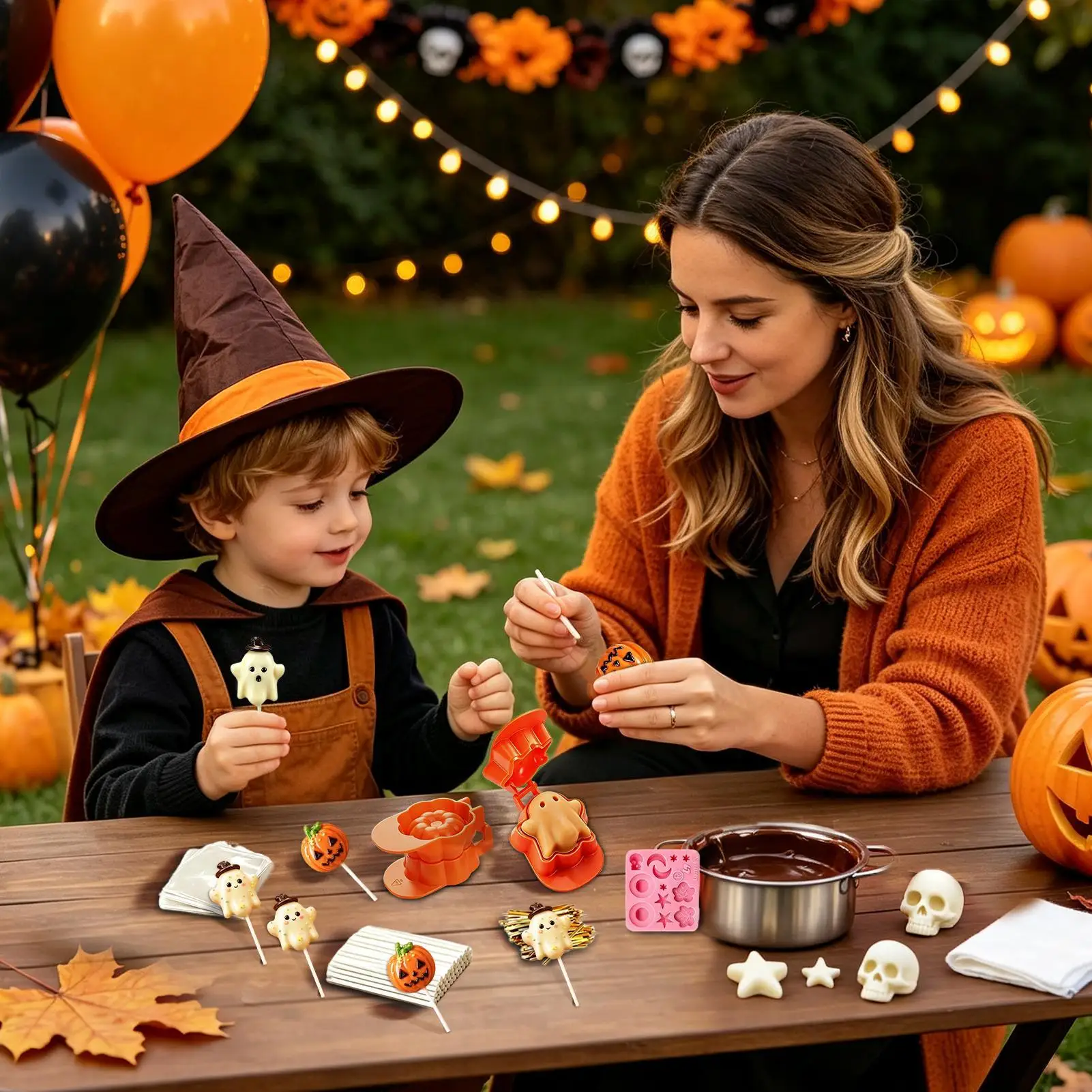 Halloween Pumpkin Ghost Cake Pop Mold with Sticks Seasonal Cakesicle Baking Moulds Festive Dessert Moulds for Bakers Hobbyists