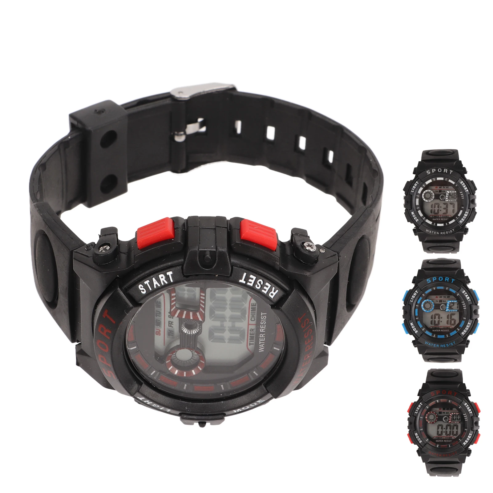 Men Electronic Watch WR50M Waterproof Whole Hour Chime Wearable Clear Large Screen Digital Watch Day Date Display for Swimming