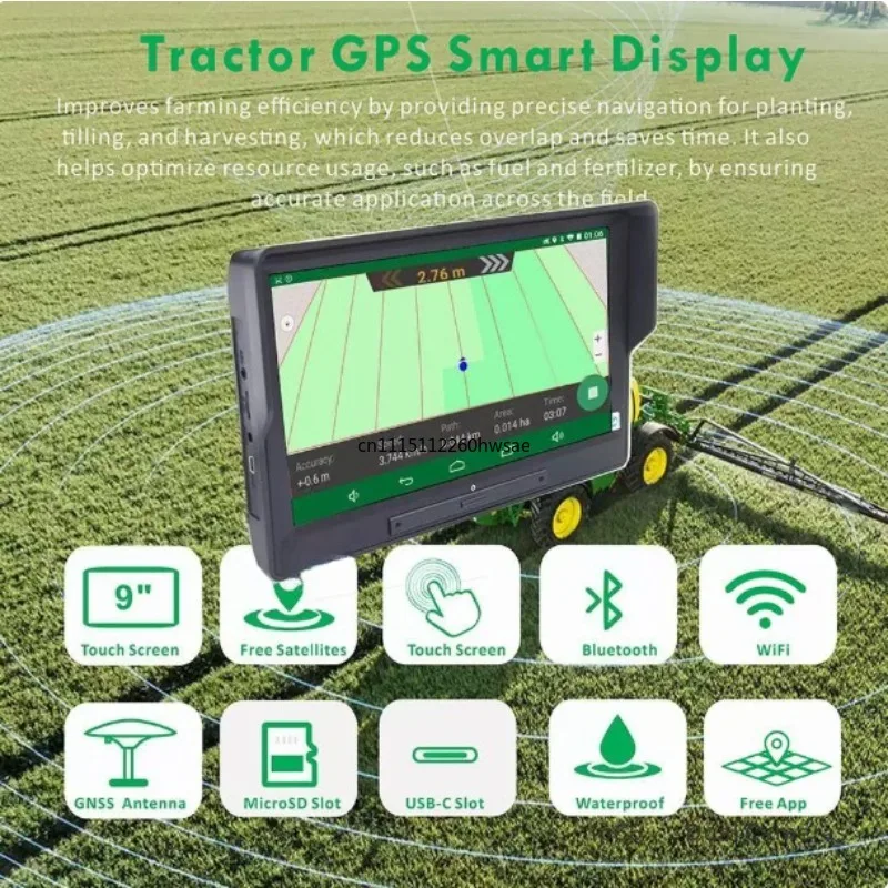 9-Inch Agricultural GPS Navigator, Position Guidance Device For Tractor & Harvester, High Precision Farm Navigation Equipment