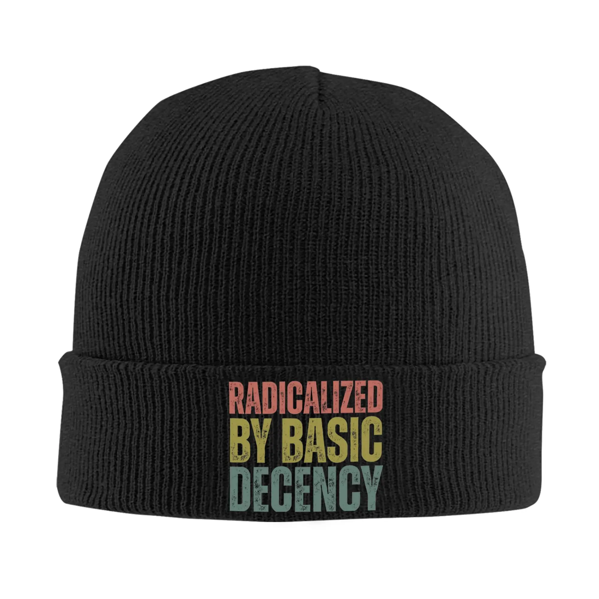 Radicalized by Basic Decency Knitted Hat for Women Men Beanie Autumn Winter Hats Acrylic 90s Hip Hop Melon Cap ,