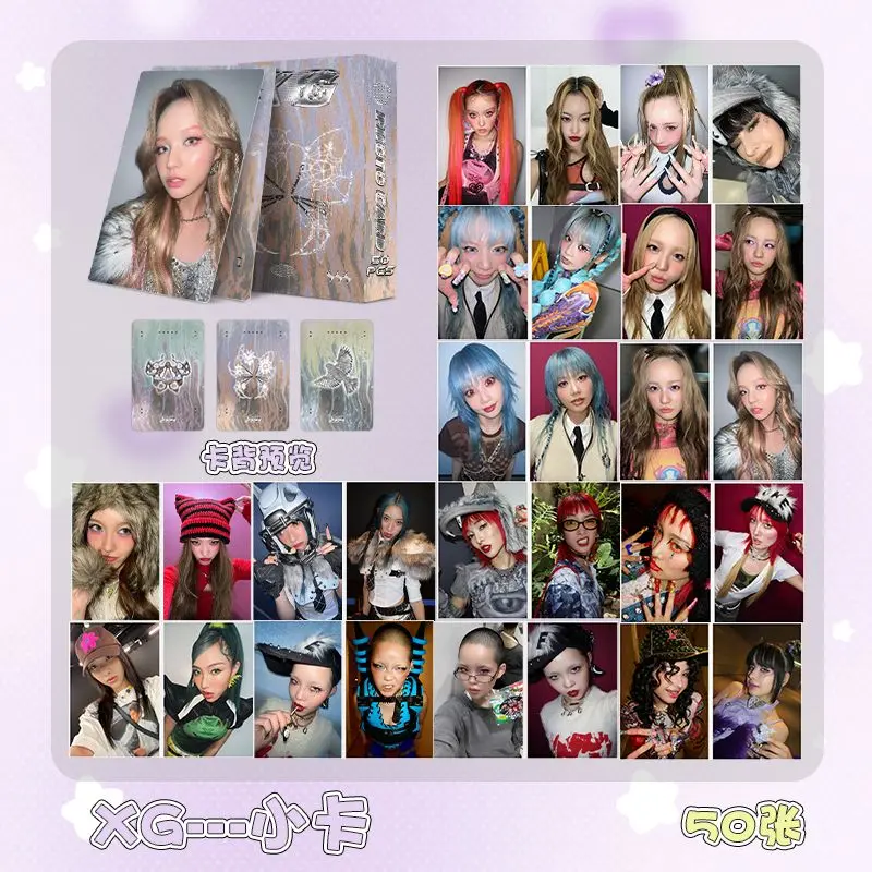 

50pcs KPOP XG Laser Photo Card High Quality HD Photo Self-printed Photocard Korean Style Coated Selfie Collection LOMO Card Gift