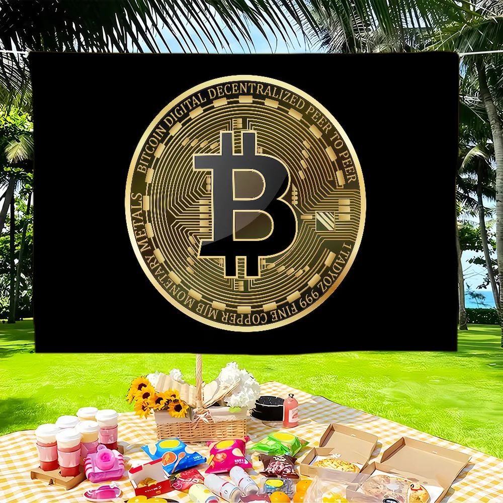 B-Bitcoin flag Tapestries Outdoor Parties Bedrooms Living Rooms Dorm Rooms Wall Decor Banners Gifts
