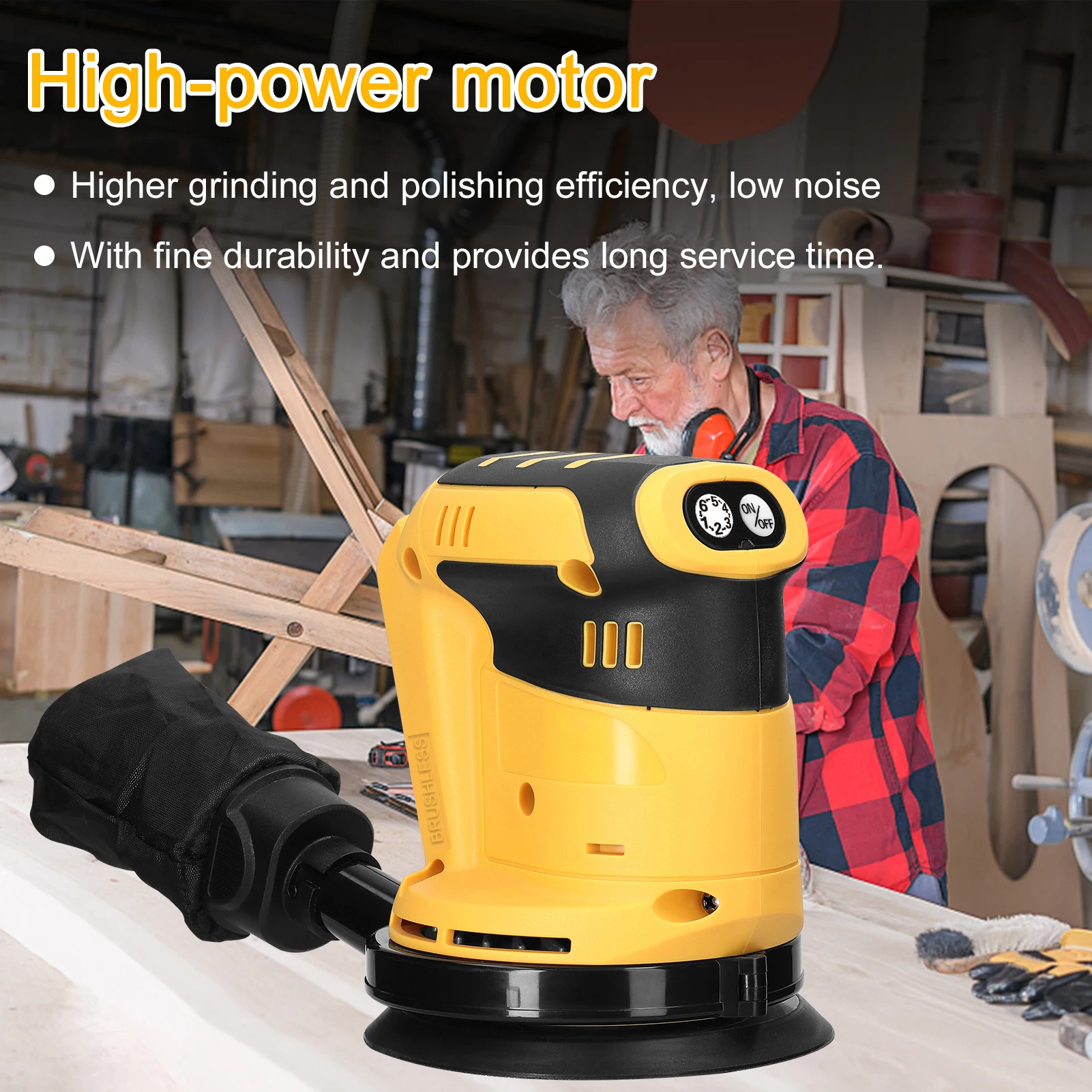 125mm Brushless Motor Cordless Orbital Sander Wood Grinder Electric Car Polisher Metal Polishing Grinding Sanding Machine