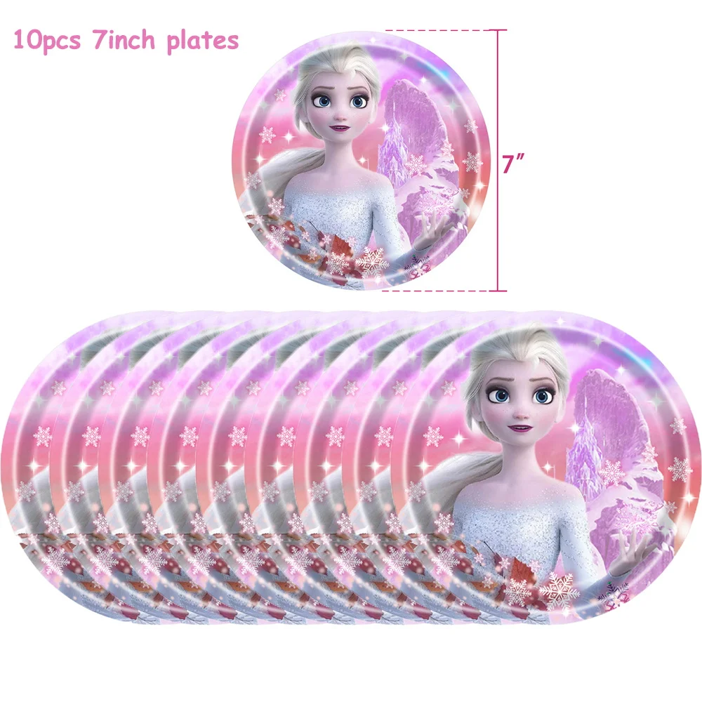 Disney Frozen Birthday Party Decorations Supplies Anna Pink Tableware Paper Plates Cups Napkins Elsa Balloons Girls Baby Shower