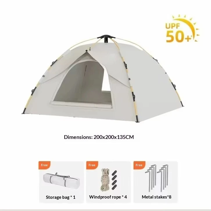 Premium 210D Oxford Fabric Automatic Tent With Silver Gel Coating UPF50+ Quick Setup