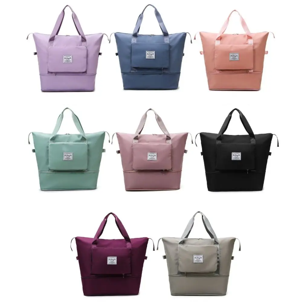 New Oxford Cloth Foldable Travel Bag Rectangle Shape Solid Color Luggage Bags Large Capacity Versatile Luggage Gym