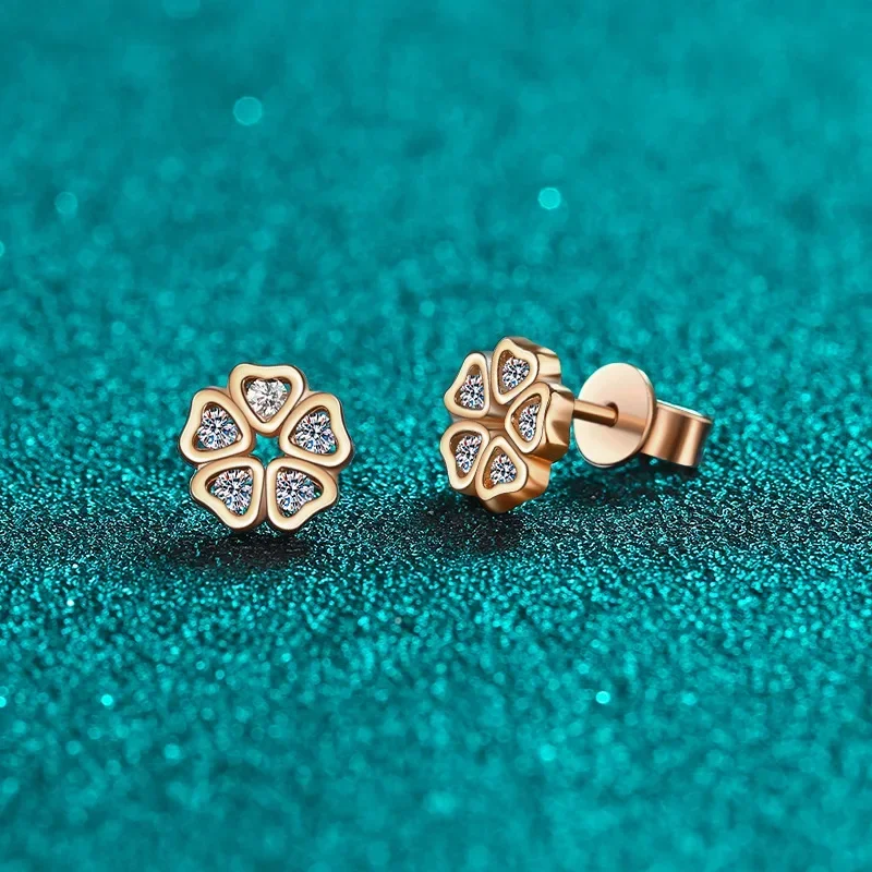 HORRIPAL D VVS1 Flower Stud Earrings Moissanite for Women S925 Sterling Silver GRA Fashion Party Elegance Luxury Fine Jewelry