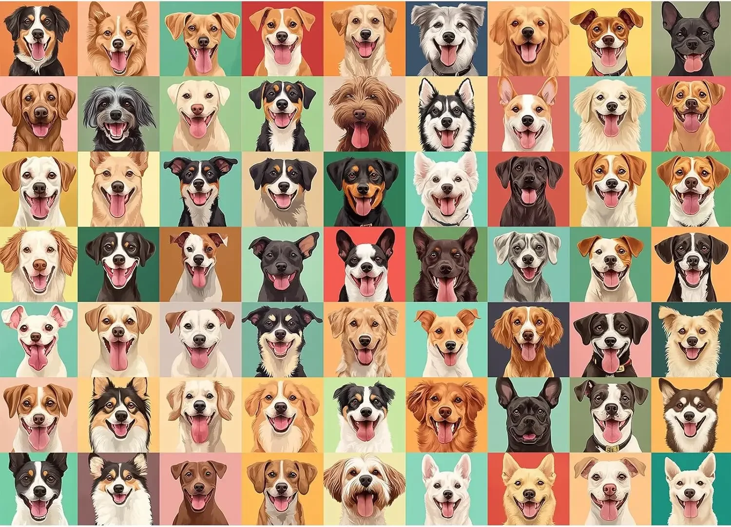 Vibrant Dog Faces 1000/520/120 Pieces Jigsaw Puzzles Challenging Family Activity Game for Gameroom Bedroom Livingroom Party GiFT