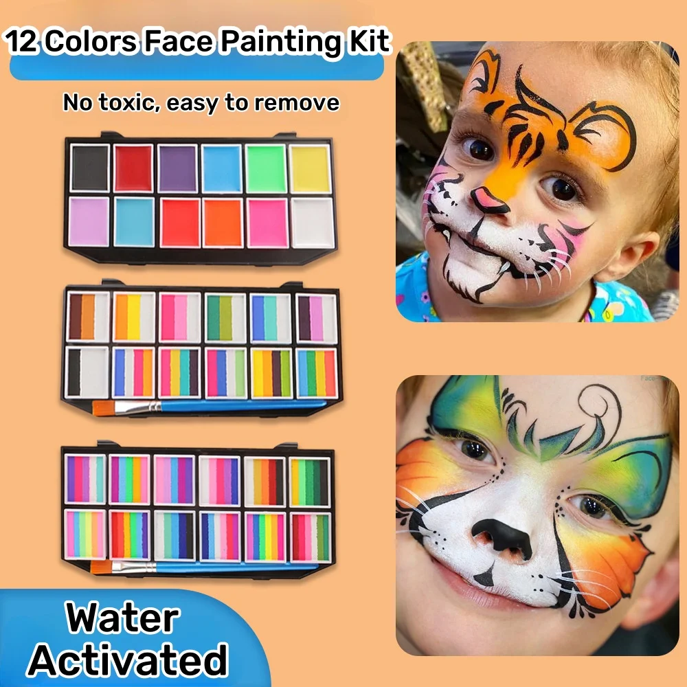 

Набор для рисования лица 12-сетка на водной основе, подводка для глаз на масляной основе, нетоксичная краска для тела, набор красок для лица с радужным разделенным тортом
