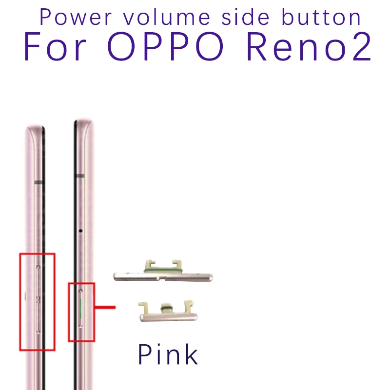 Power Volume Side Buttons For OPPO Reno 2On Off Power Volume Up Down Side Keypads Replacement Parts blue pink black