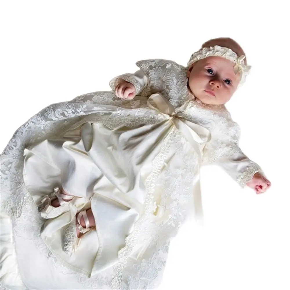 Vendita calda colore avorio e fino alla lunghezza del nuovo vestito da bambino di compleanno abiti da battesimo per bambina vestito da battesimo per bambina