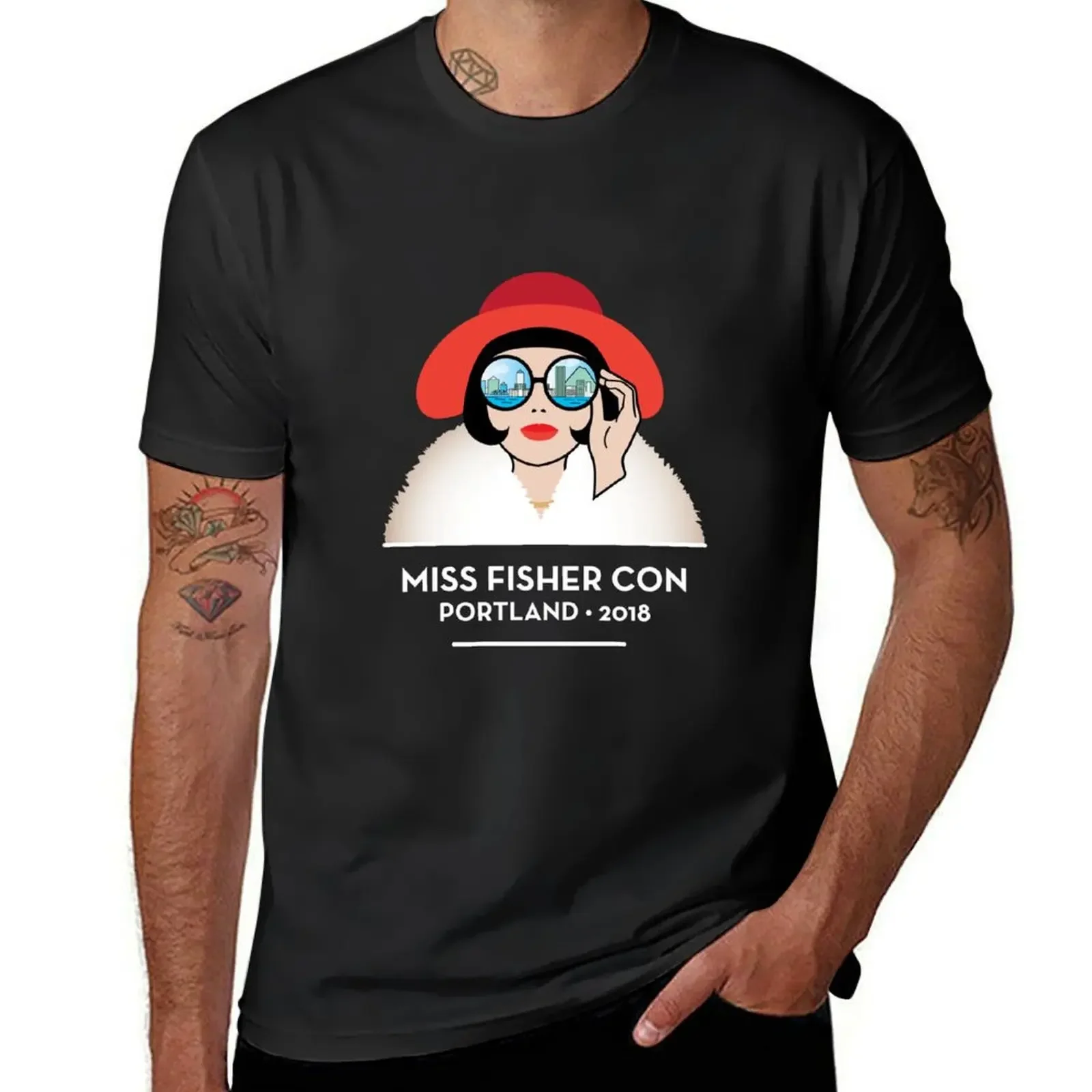 Reverse Miss Fisher Con Art - for Dark Clothing T-Shirt shirts graphic vintage anime shirt shirts men