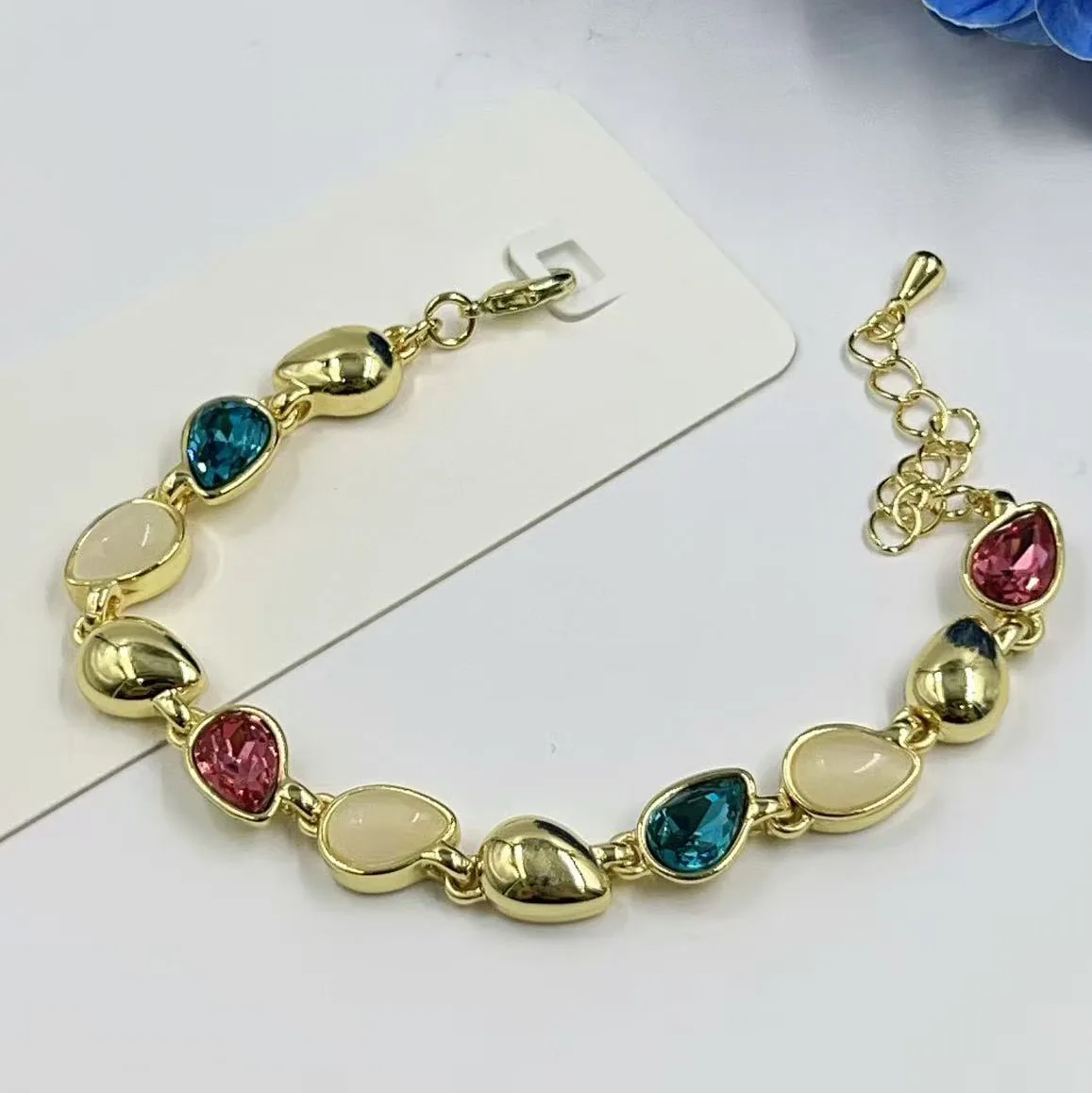Vintage Enamel Link Bracelet Gold Tone Chunky Chain Bangle Baroque Fashion Wrist Jewelry For Women Daily Party Stackable Gift