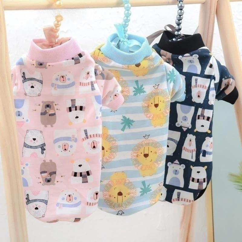 Sphynx Cat Sweatshirt Hairless Cat Dogs Clothes Fashion Cartoon Soft Cotton Coat Animal Paiting Turtleneck T-Shirt Pet  Products