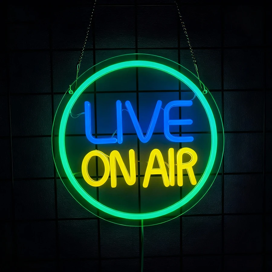 لايف على الهواء النيون تضيء علامات لديكور الحائط ، LED النيون تسجيل USB اتصال لغرفة الاستوديو جدار ديكور بار نادي ديكور