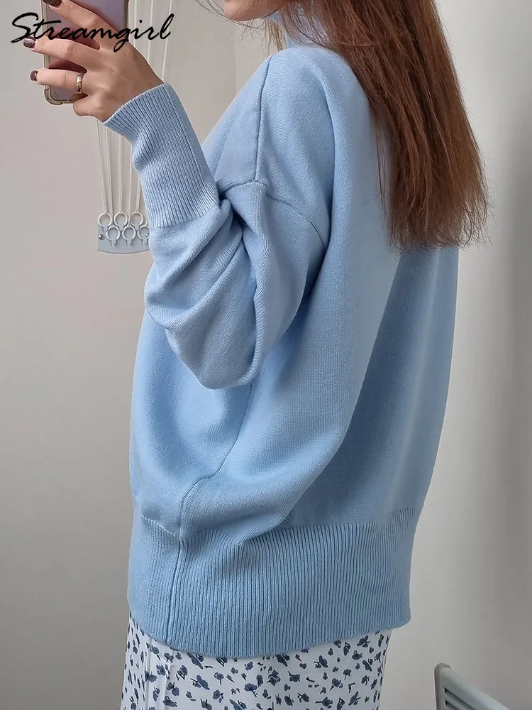 Streamgirl Sweater rajut wanita musim dingin, atasan hangat Turtleneck untuk wanita, 2023 leher kura-kura, Pullover rajut Musim Dingin Wanita