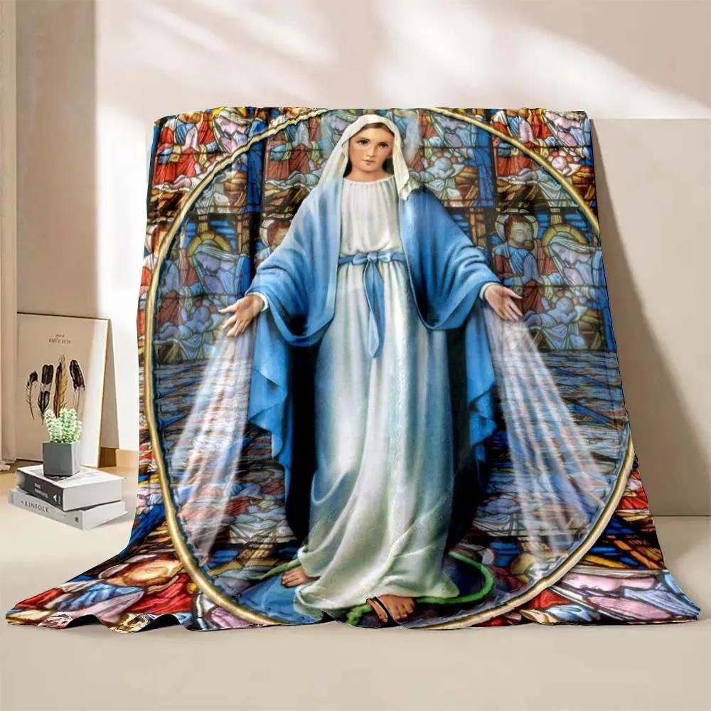 بطانية مطبوعة للبالغين والأطفال ، يصلي مسيح العذراء مريم ، ناعم ومريح ، للسفر في المنزل ، دافئ ، 6 أحجام