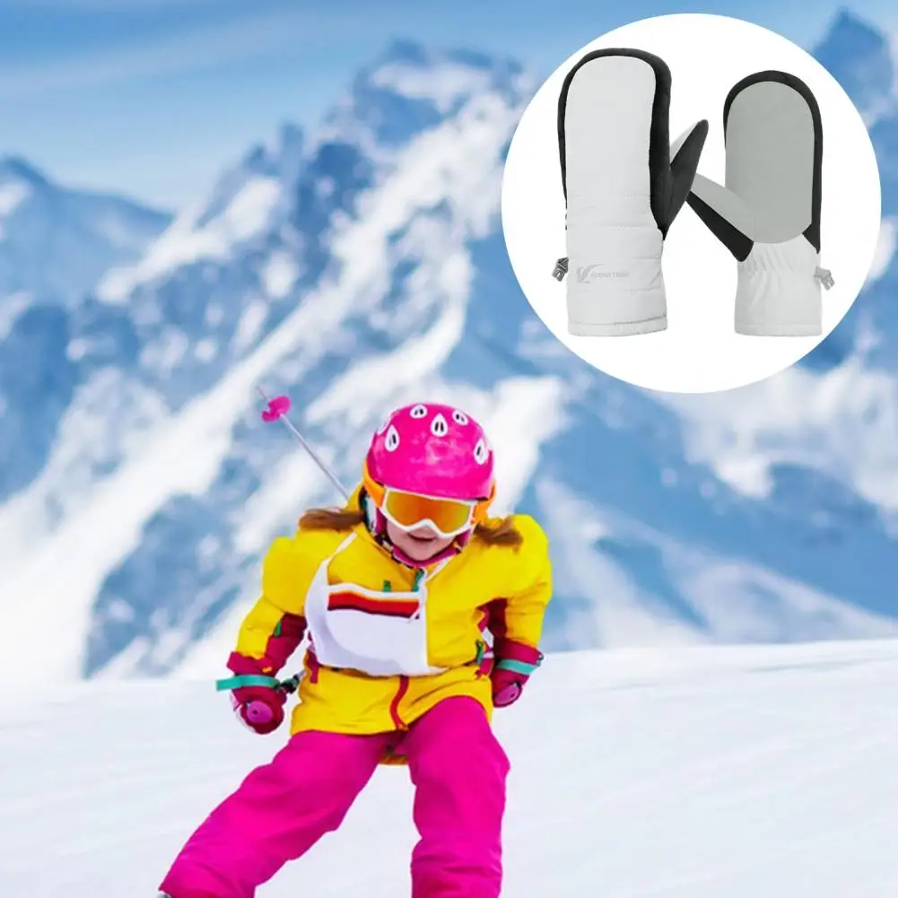 1 Pair Kids Waterproof Snow Mittens Ski Gloves Fleece Lining Boys Girls Cold Weather Outdoor Thermal Gloves