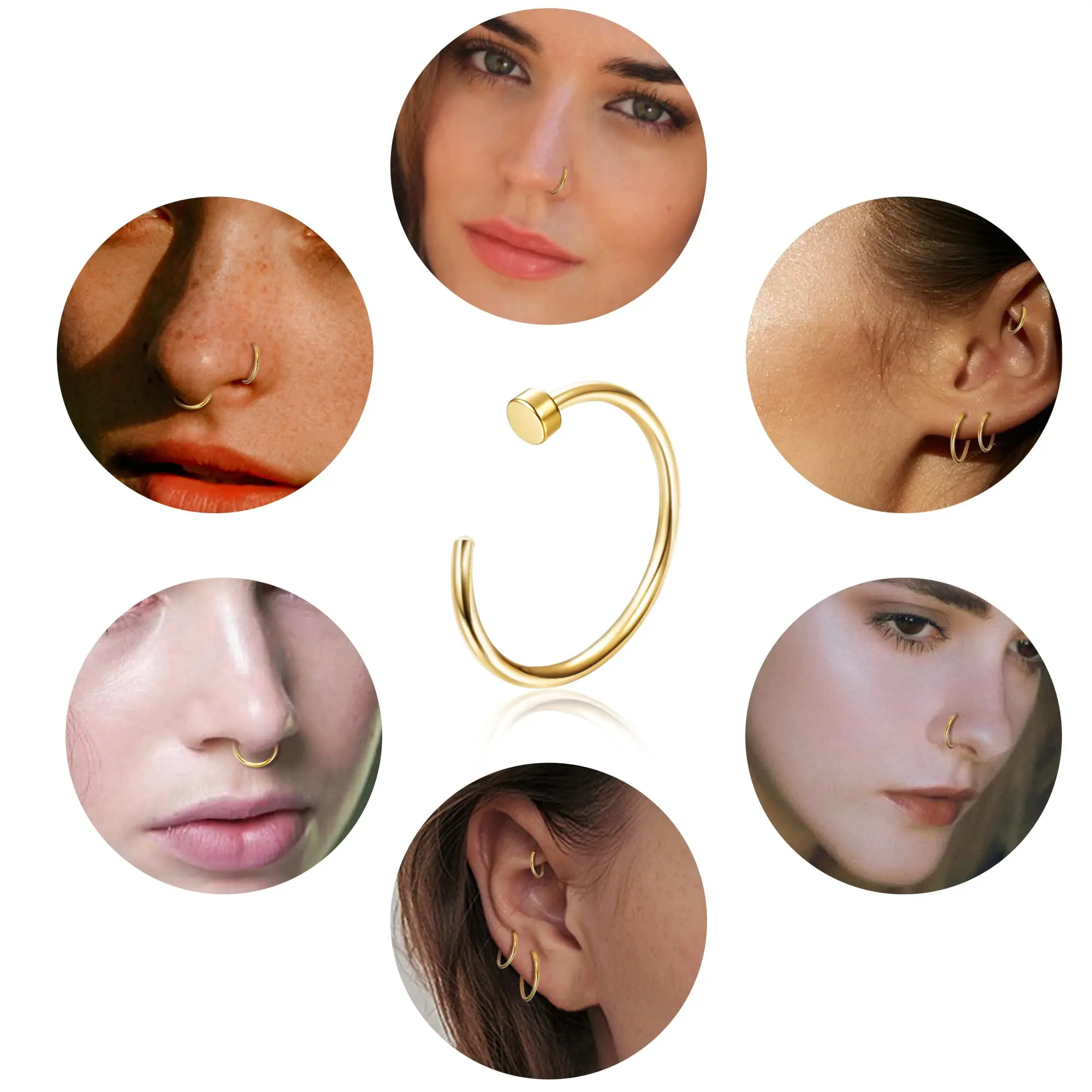 Drperfect 20G 316L anello al naso in acciaio inossidabile cerchio Piercing alla narice per donna uomo orecchini a cartilagine con elica colorata gioielli per il corpo