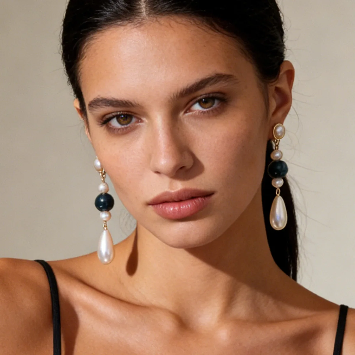 French vintage pearl tassel earrings for women, light luxury, sophistication, and grand style. Unique and exaggerated earrings