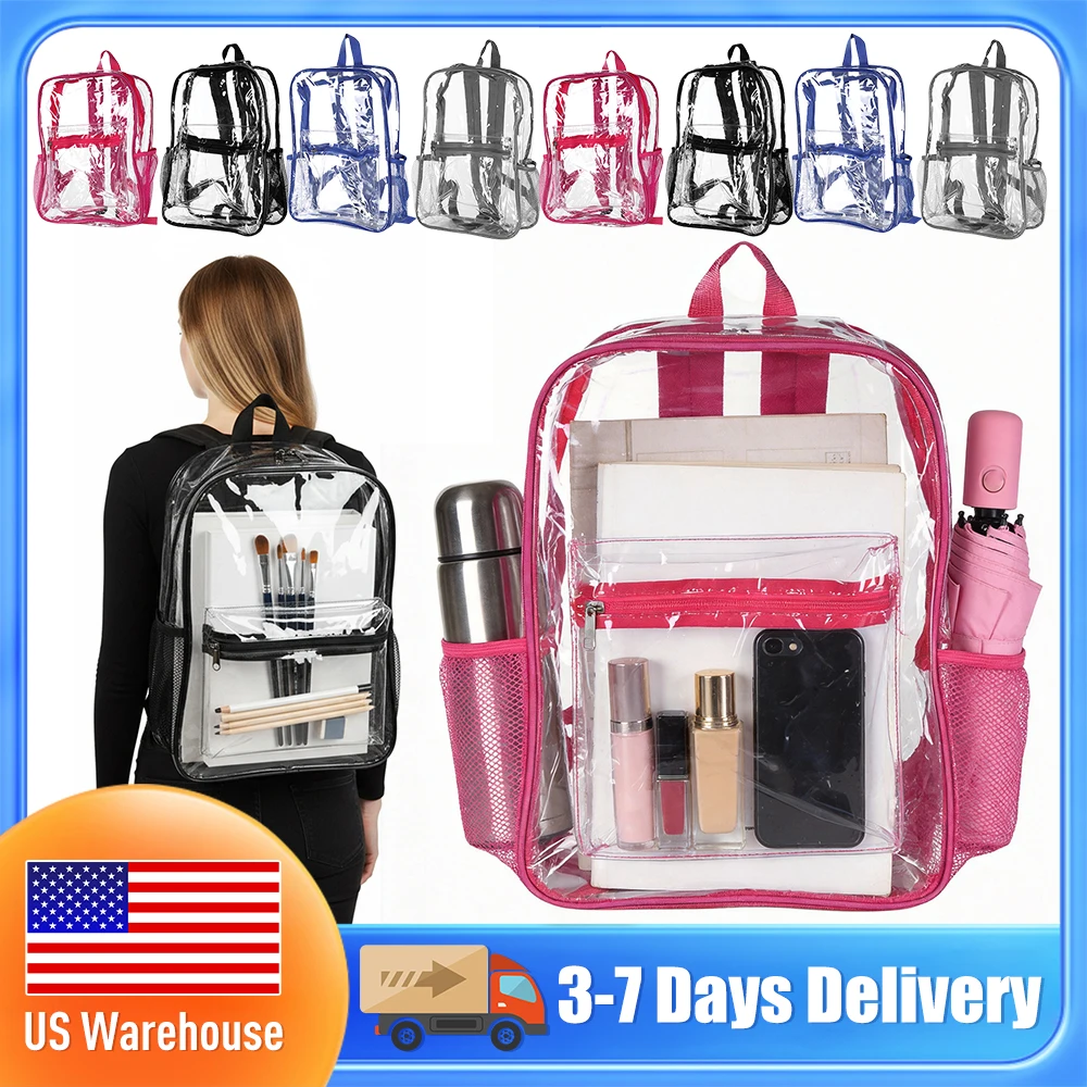 

Прозрачный рюкзак из ПВХ повышенной прочности, 48/72 шт. в упаковке, большой вместимости, для колледжа, путешествий, спорта, работы, обеспечения безопасности