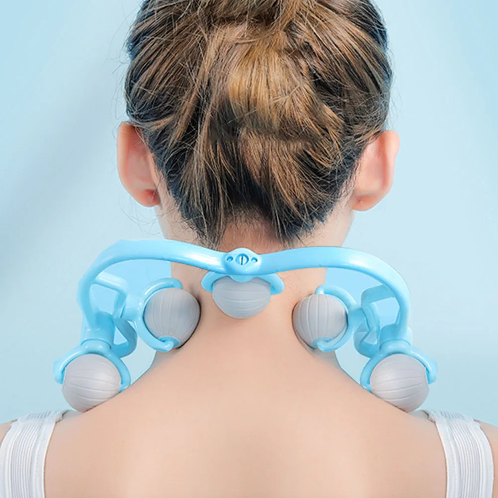 

Cervical Vertebra Massage Instrument Neck Roller Massager Skyblue ABS Manual Muscle Tool Adults Home Use Pain Relief Therapy