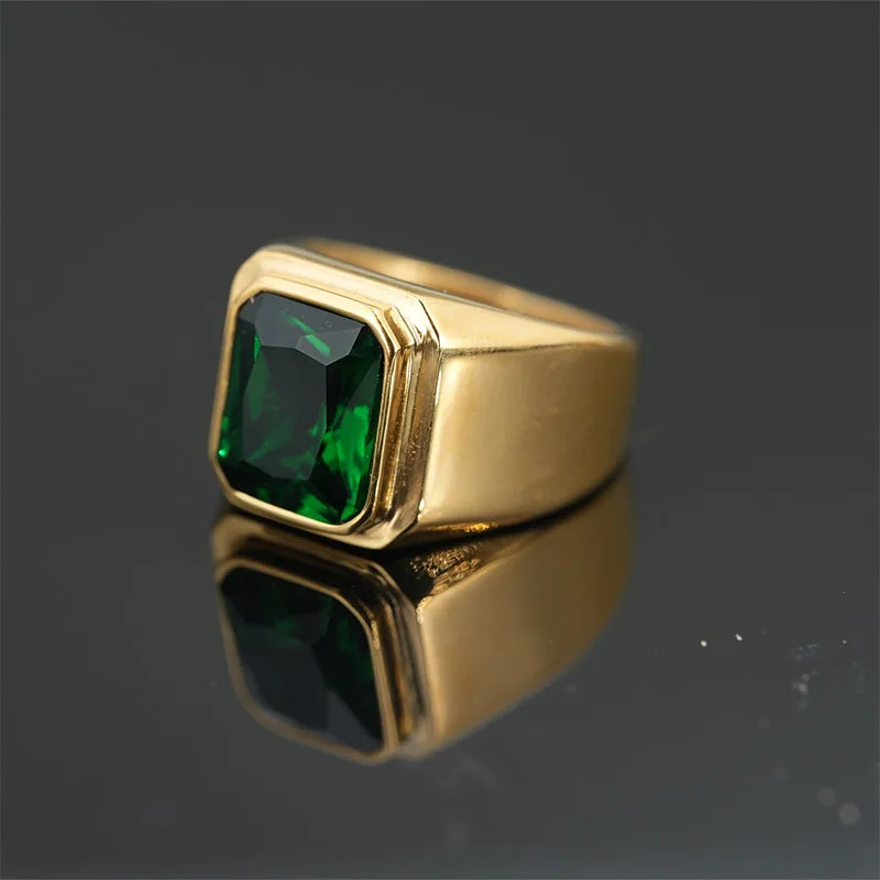 Punk High Quality Polished Gemstone Rings for Men Women Boys Hip Hop Rock Stainless Steel Ring Fashion Jewelry Gift Dropshipping
