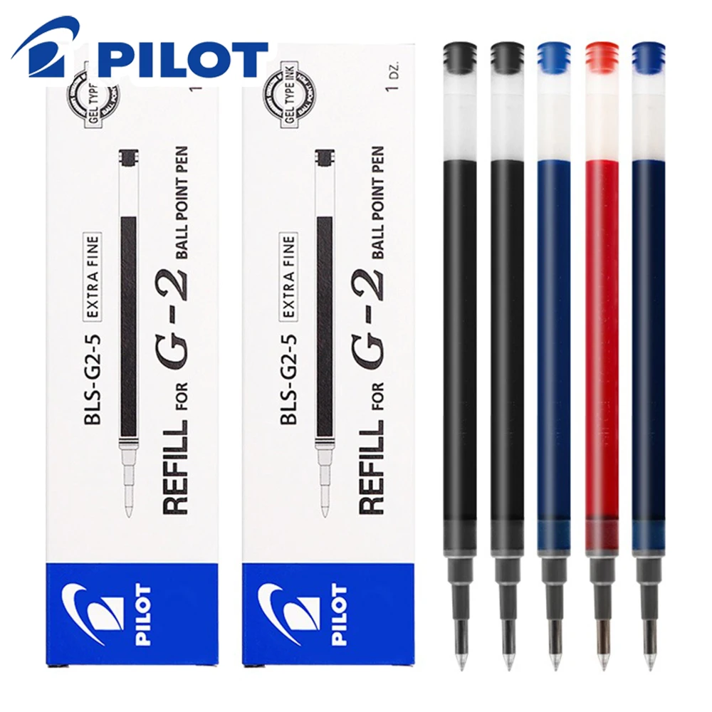 12pcs Japan PILOT Gel Pen Refill BLS-G2-5 for G-2 Ball Pen Large Capacity Replacement Core Water-based School Supplies