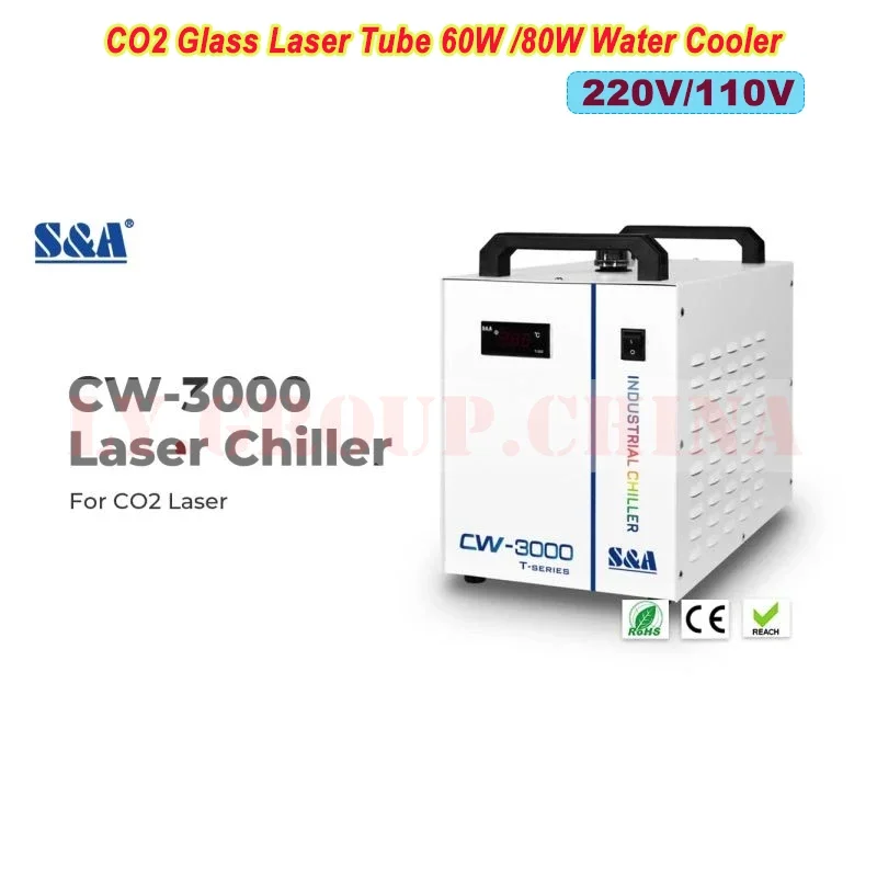 Охладитель S&A с водяным охлаждением серии CW-3000, небольшой рециркуляционный профессиональный промышленный охладитель для лазерного гравировального станка CO2