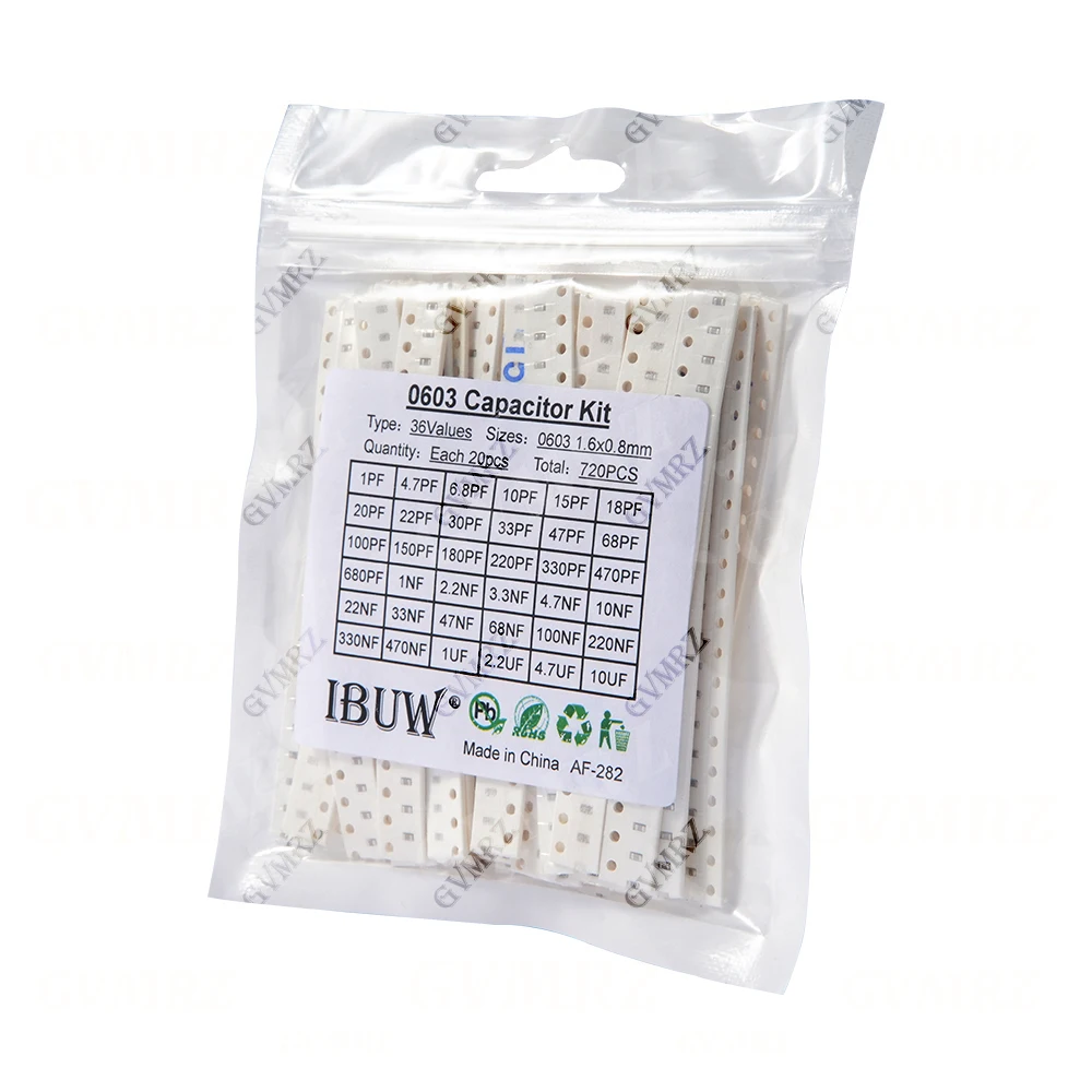 0402 0603 0805 1206 SMD Keramik-Kondensator Sortiment-Kit 1pF - 10uF 100PF 10NF 100NF Chip-Kondensator-Set 0,47UF 1UF