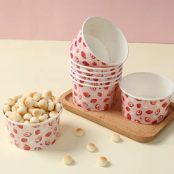 10pcs 8oz Strawberry Avocado Print Ice Cream Paper Bowl Birthday Party Decor Kids Food Dessert Cup Baby Shower Party Supplies