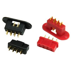 1 paio MPX 8pin placcato oro spina Femal maschio Multi-filo per modello aliante per aeroplani RC (rosso/nero)