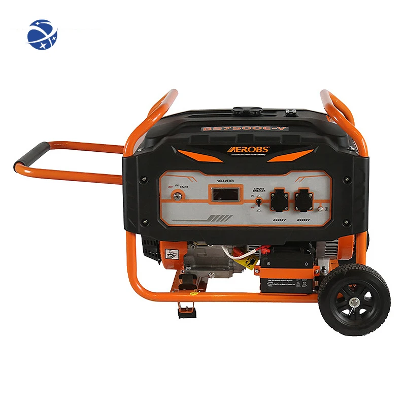 

YUNYI AEROBS 6.5kw Single Phase Open Frame Gasoline Generator 6000w 6kw 5kw Home Use Handles Wheels Easy Electrical Recoil Start