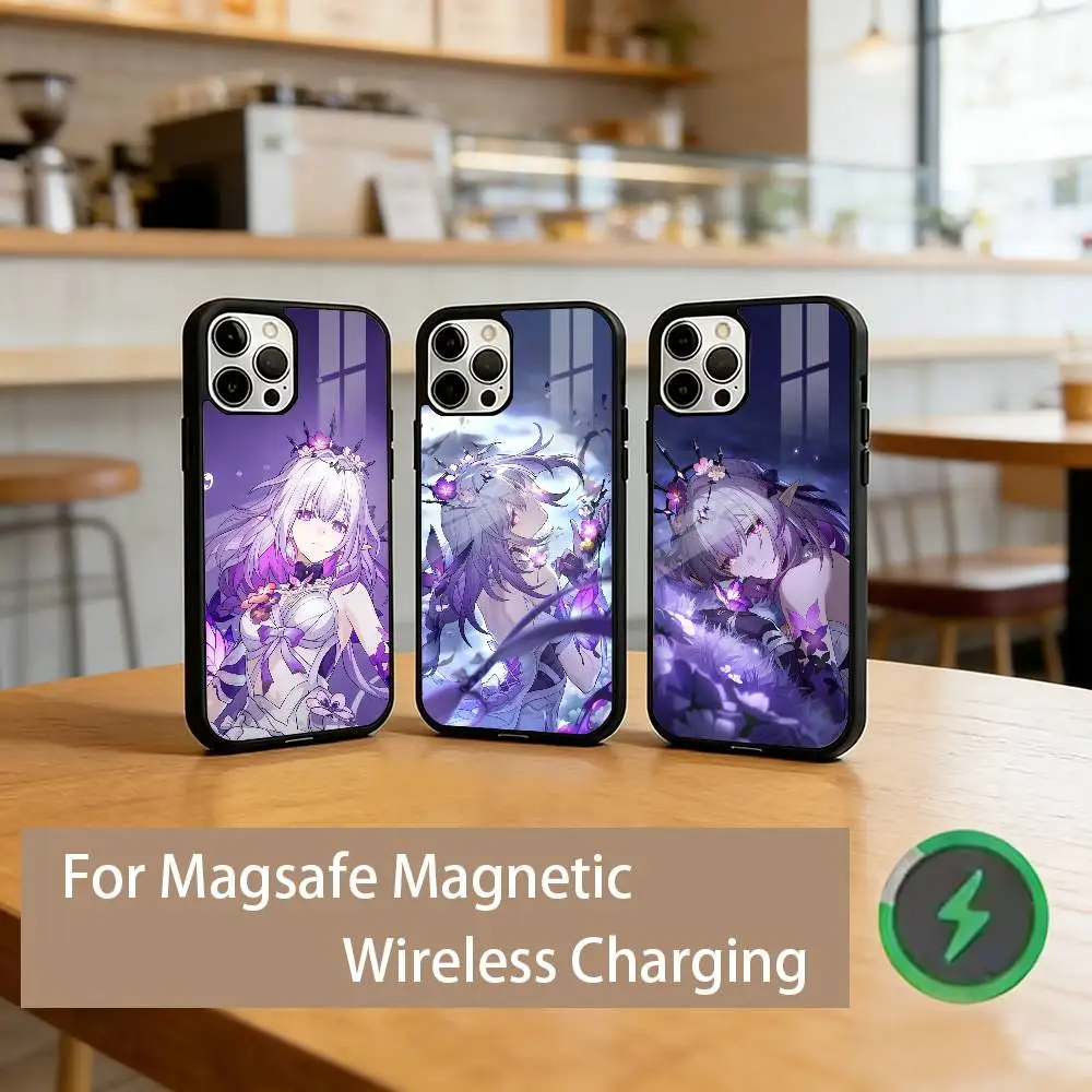 

Чехол для телефона H-Honkai Star Rail C-Castorice для iPhone 17, 16, 15, 14, 13, 12, 11 Plus, Pro, магнитный, для беспроводной зарядки Magsafe