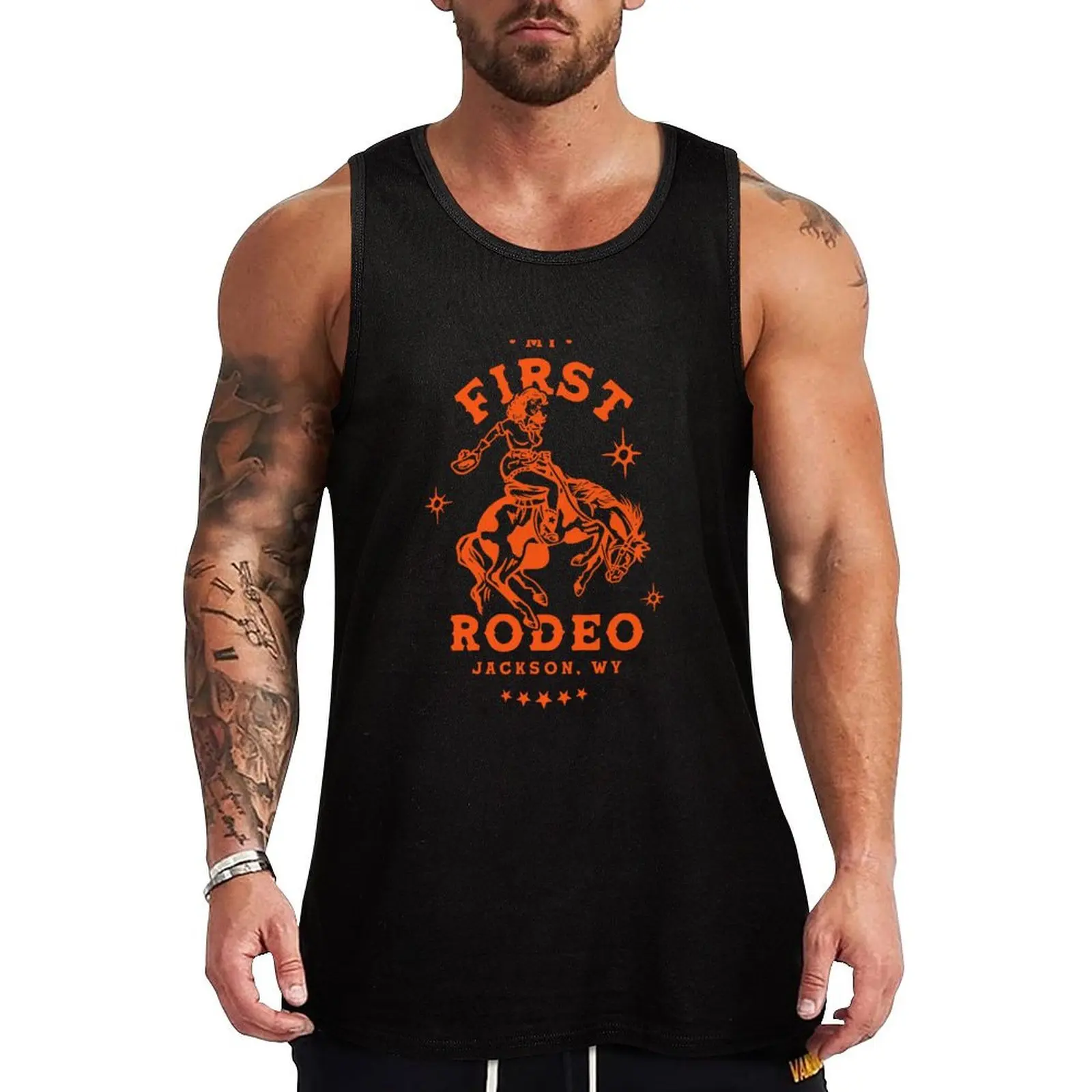 My First Rodeo: Jackson, Wyoming. Vintage Cowgirl Pinup Tank Top Basic Layering Tank Top Casual Sleeveless Soft Shirt