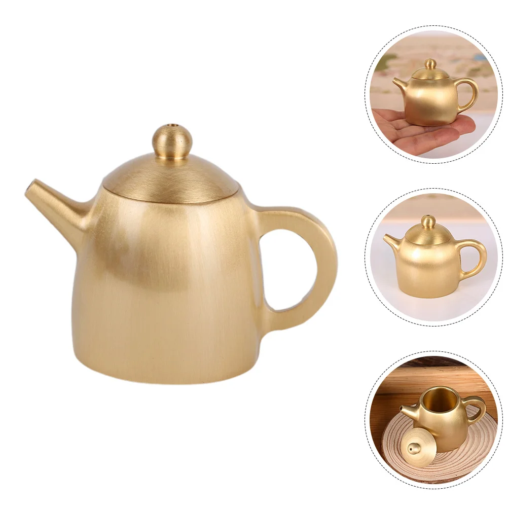

Mini Brass Teapot: Handcrafted Decorative Kettle For Desk Home Office Display Art Ornament Vintage Style