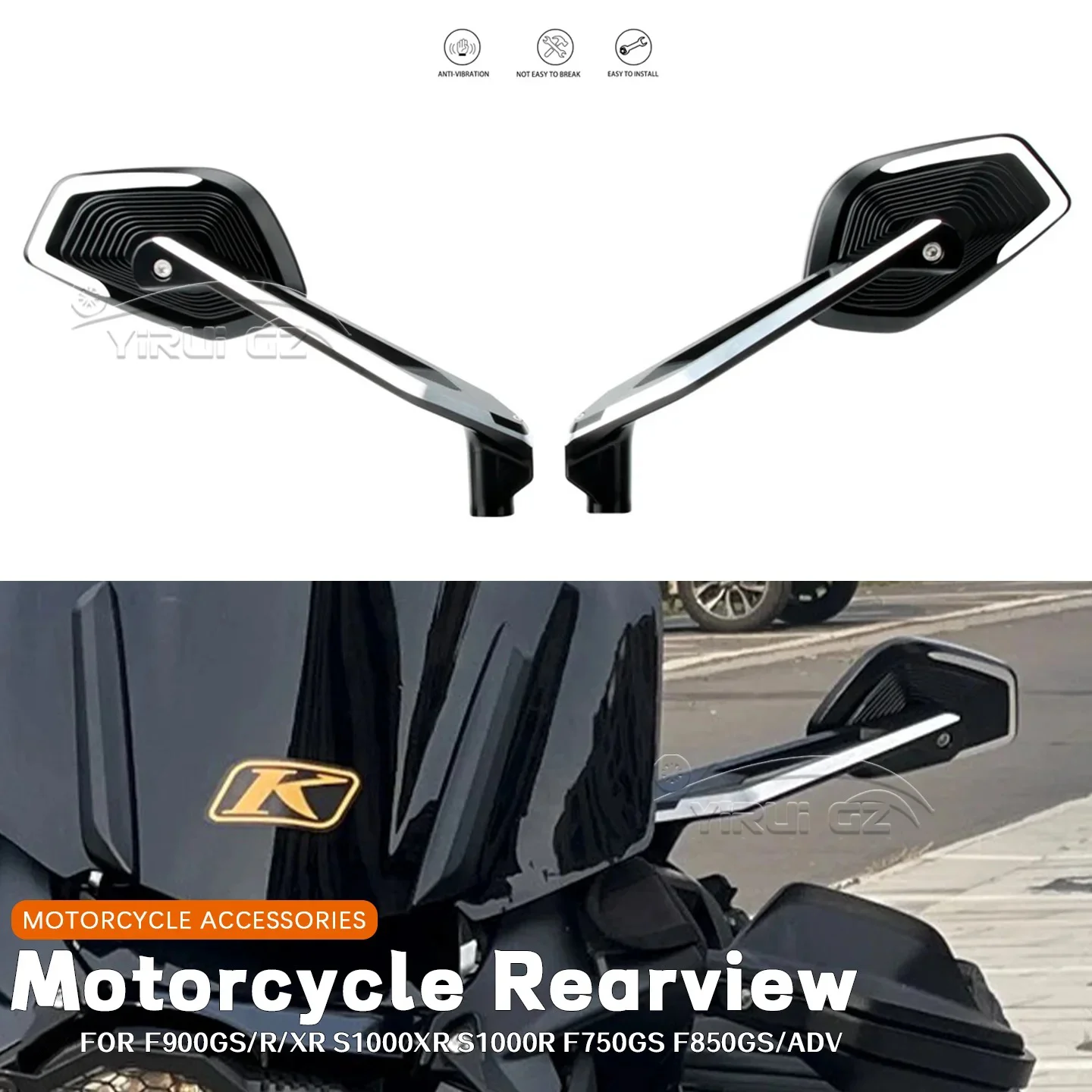 

Motorcycle Rearview Mirror For BMW F900GS/R/XR S1000XR S1000R F750GS F850GS/ADVENTUER Aluminum Adjustable Side Rear View Mirrors
