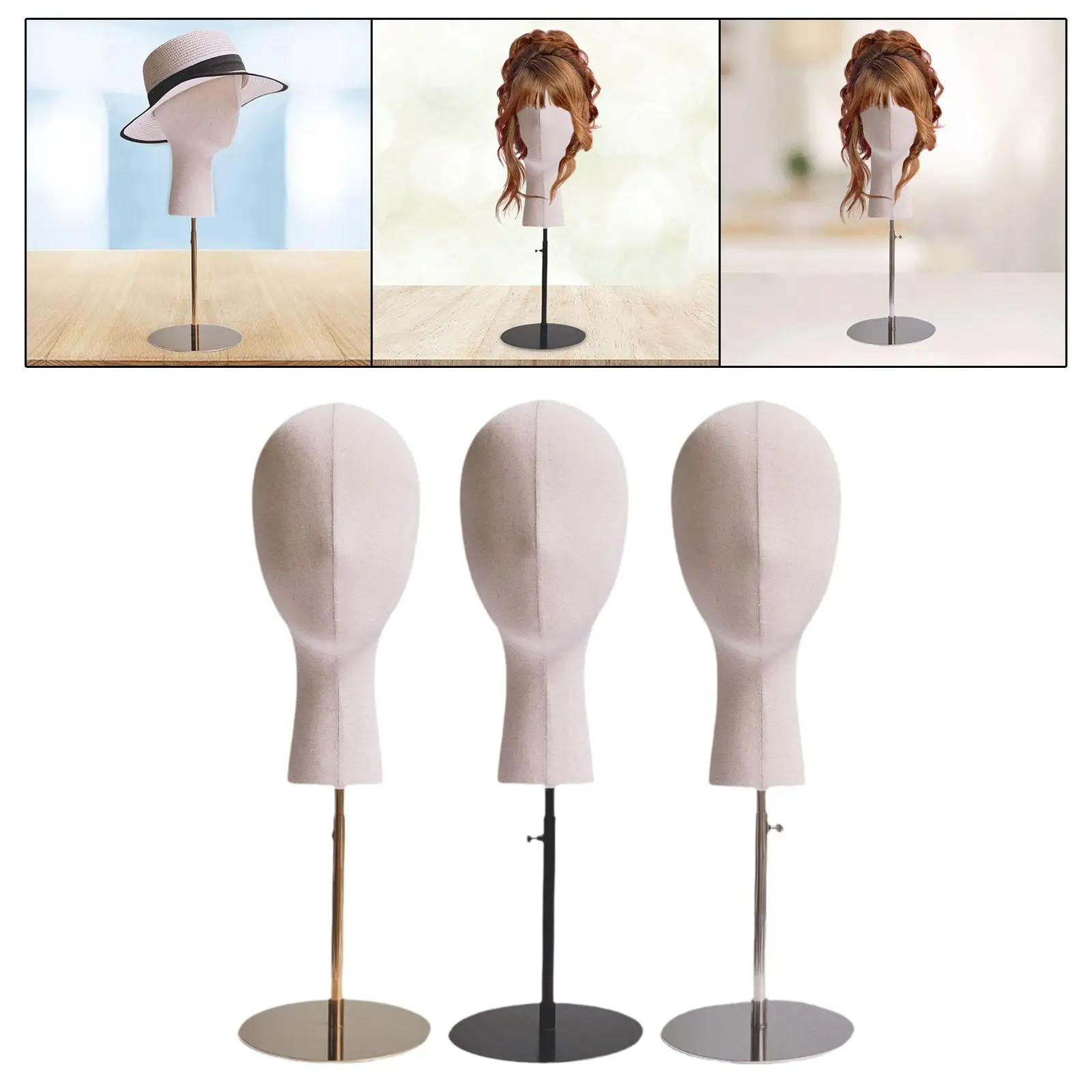 Wigs Head Wigs Holder with Base Adjustable Height Mannequin Head for Wigs Hat Stand for Hairdresser Training Home Salon