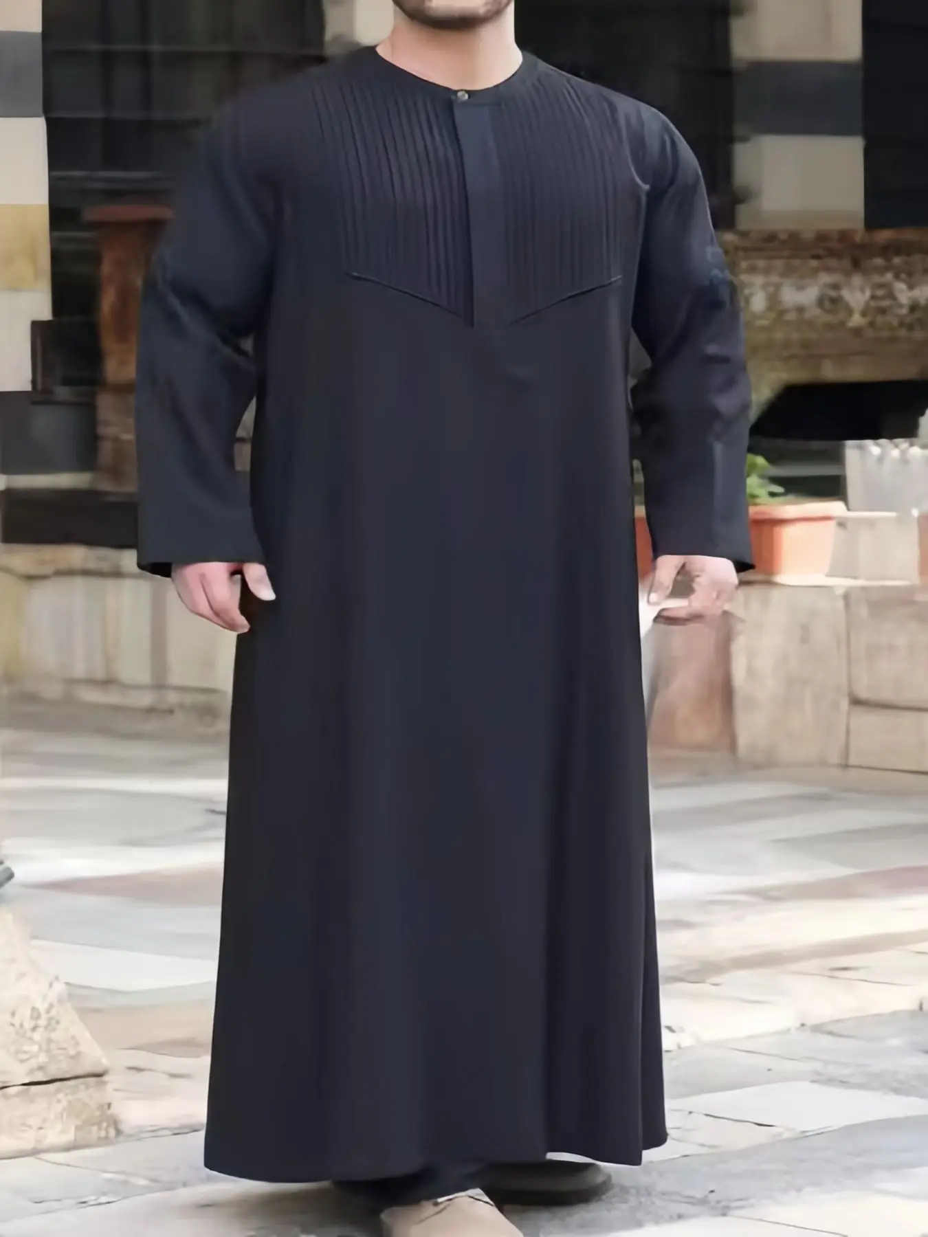 New Qamis Man Four Seasons Lslamic Moroccan Muslim Clothing Business Casual Men 100% Authentic Authentic Black Embroidered Robe