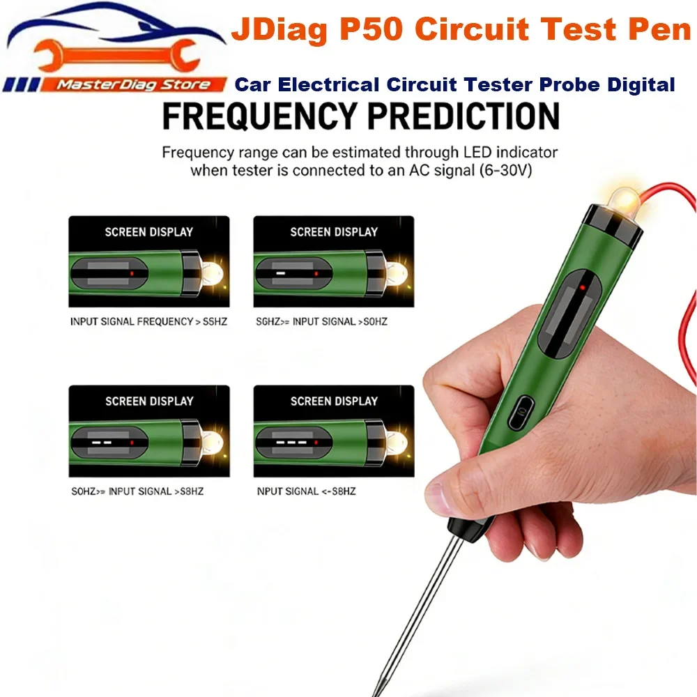 JDiag P50 5 В-30 В автомобильный тестер электрических цепей, зонд, цифровой дисплей, тестовая ручка, тестер автомобильных цепей, лампа, ручка для проверки напряжения